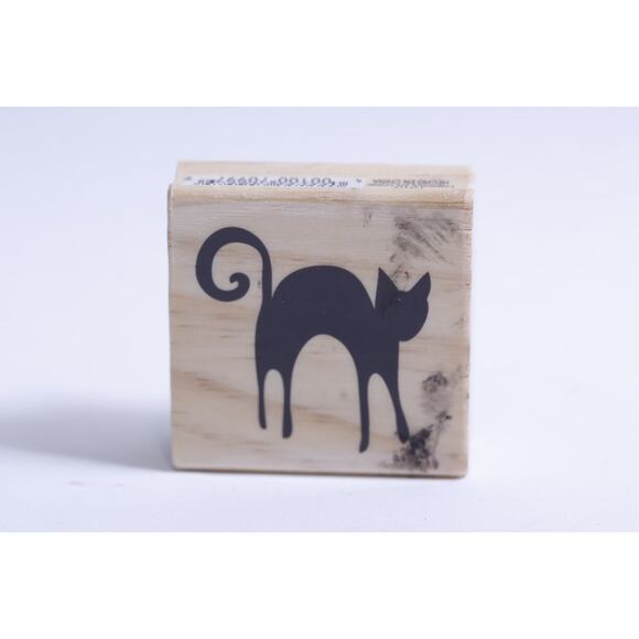 Black Cat with Arched Back, Message Stamp, Halloween, Animal Silhouette - Picture 1 of 3